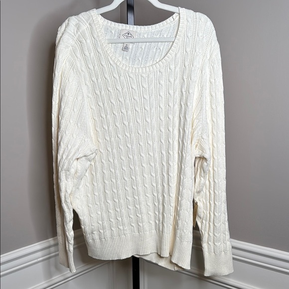 St. John's Bay Cream Cable Knit Crew Neck Sweater size 3X - Picture 1 of 5